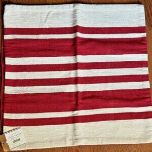 NEW Pottery Barn Luxembourg Stripe Pillow Cover 20" SQ Red Striped Throw Pillows